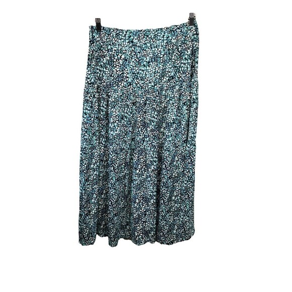 Loft Womens Size 6 Midi Skirt Ditsy Floral Tiered Blue Green Zip Peasant Style - Picture 4 of 10